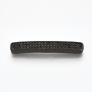 Brass Micro Pave Cubic Zirconia Beads, Cuboid, Black, Gunmetal, 36x5x4~5mm, Hole: 1mm(ZIRC-T004-45B)