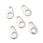 304 Stainless Steel Chain Tabs, Chain Extender Connectors, Teardrop, Stainless Steel Color, 9x5x1mm, Hole: 1.6mm and 2.8mm(STAS-G245-05)