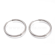 201 Stainless Steel Huggie Hoop Earrings, with 304 Stainless Steel Pin, Hypoallergenic Earrings, Ring, Stainless Steel Color, 29x2mm, 12 Gauge, Pin: 1mm(EJEW-O095-02G)