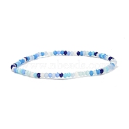 Faceted Round Glass Beads Stretch Bracelet for Teen Girl Women, Blue, Inner Diameter: 2-1/4 inch(5.7cm), Beads: 3x2mm(BJEW-JB07072-02)