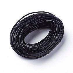 Cowhide Leather Cord, Leather Jewelry Cord, Black, Round, Dyed, Size: about 1mm in diameter(X-WL-H003-3)