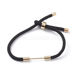 Braided Nylon Cord Bracelet Making, with Brass Findings, Black, 9-1/2 inch(24cm), Link: 30x4mm(MAK-A017-D01-03G)
