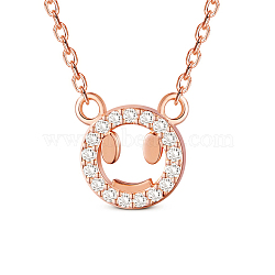 SHEGRACE 925 Sterling Silver Pendant Necklaces, with Micro Pave AAA Cubic Zirconia, Bear, Rose Gold, 15.74 inch (40cm)(JN639B)