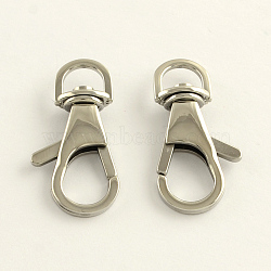 304 Stainless Steel Swivel Clasps, Swivel Snap Hook Lobster Claw Clasps, Stainless Steel Color, 35x16x6mm, Inner Diameter: 9mm(X-STAS-R065-01)
