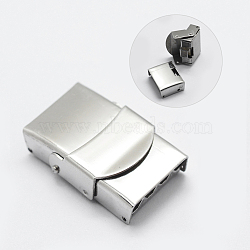 201 Stainless Steel Watch Band Clasps, Rectangle, Stainless Steel Color, 26x17.5x7.5mm(STAS-K173-01D)
