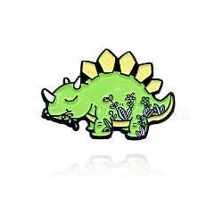 Dinosaur Theme Alloy Brooches, Enamel Lapel Pin, for Backpack Clothes, Electrophoresis Black, Triceratops Pattern, 24x35mm(DRAG-PW0001-76B)