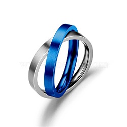 Stainless Steel Rotating Rings, Criss Cross Rings, Blue, 16mm, Inner Diameter: 16mm(PW-WG51090-08)