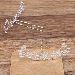 Phoenix Alloy Hair Forks Findings, with Iron Forks, Silver, 100x34mm(PW-WG45297-02)