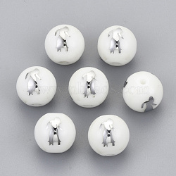 Electroplate Glass Beads, Round with Constellations Pattern, Platinum Plated, Virgo, 10mm, Hole: 1.2mm(EGLA-S178-11K-01)