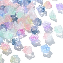 100Pcs Gradient Handmade Lampwork Beads, Flower, Mixed Color, 11x7.5mm, Hole: 1.3mm(LAMP-CJ0001-51)