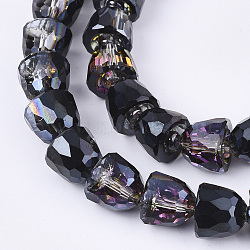 Electroplated Glass Beads, Half Plated, Faceted, Bell, Black, 10.5~11x9mm, Hole: 1mm(X-EGLA-T016-01-A01)