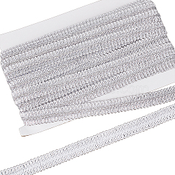 10M Polyester Centipede Lace Ribbons, Jacquard Ribbon, Centipede Lace Ribbons, Garment Accessories, Silver, 5/8 inch(15~17mm), about 10.94 Yards(10m)/Card(OCOR-WH0070-73A)