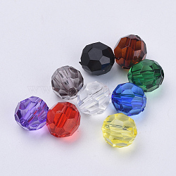 Transparent Acrylic Beads, Faceted, Round, Mixed Color, 6x5.5mm, Hole: 1.3mm, about 4200pcs/500g(TACR-Q257-6mm-V)