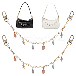 WADORN Brass Bag Decorative Chains, with Ocean Themed Alloy Enamel Charms, Light Salmon, 32cm, 2pcs/box(FIND-WR0006-73B)