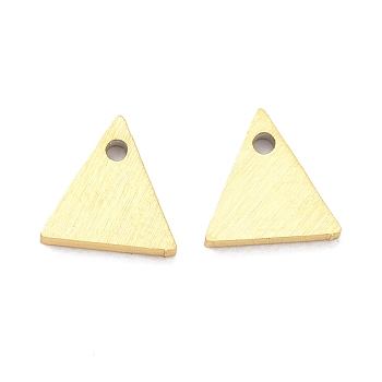 Ion Plating(IP) 304 Stainless Steel Pendants, Stamping Blank Tag, Laser Cut, Double Side Drawbench Effect, Triangle, Golden, 6x6x1mm, Hole: 0.9mm