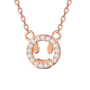 SHEGRACE 925 Sterling Silver Pendant Necklaces, with Micro Pave AAA Cubic Zirconia, Bear, Rose Gold, 15.74 inch (40cm)