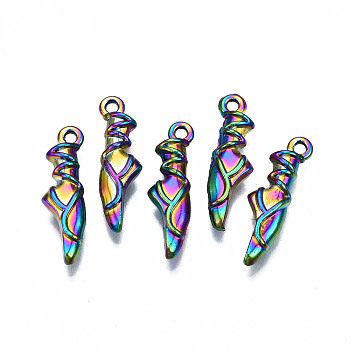 Rainbow Color Alloy Pendants, Cadmium Free & Nickel Free & Lead Free, Ballet Shoes, 23x6.5x4.5mm, Hole: 1.6mm