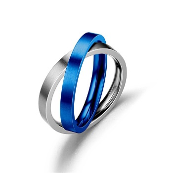 Stainless Steel Rotating Rings, Criss Cross Rings, Blue, 16mm, Inner Diameter: 16mm