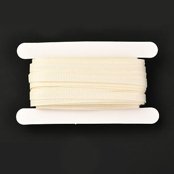Polyester Grosgrain Ribbon,  for DIY Handmade Craft, Gift Decoration, Antique White, 1/4 inch(5mm), about 10.93 yards (10m)/card