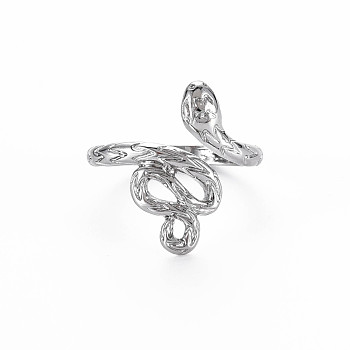 Snake Shape Rack Plating Alloy Cuff Rings, Open Rings, Cadmium Free & Lead Free, Platinum, US Size 8(18.1mm)
