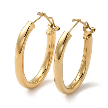 304 Stainless Steel Oval Hoop Earrings for Women, Real 18K Gold Plated, 44.5x7.5x34.5mm