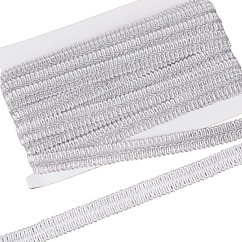 10M Polyester Centipede Lace Ribbons, Jacquard Ribbon, Centipede Lace Ribbons, Garment Accessories, Silver, 5/8 inch(15~17mm), about 10.94 Yards(10m)/Card