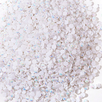 Acrylic Imitation Pearl Cabochons, AB Color Plated, Nail Art Decoration Accessories, Half Round/Dome, White, 4x2mm, about 545pcs/10g