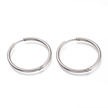 201 Stainless Steel Huggie Hoop Earrings, with 304 Stainless Steel Pin, Hypoallergenic Earrings, Ring, Stainless Steel Color, 29x2mm, 12 Gauge, Pin: 1mm