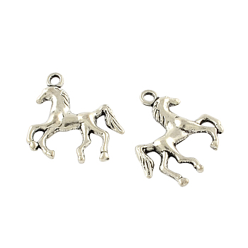 Tibetan Style Alloy Horse Pendants, Cadmium Free & Lead Free, Antique Silver, 24x21.5x4mm, Hole: 2mm, about 217pcs/500g