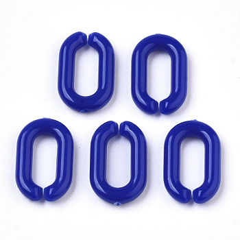 Opaque Acrylic Linking Rings, Quick Link Connectors, For Jewelry Cable Chains Making, Oval, Medium Blue, 15x9x3mm, Inner Diameter: 3.5x9mm, about 2170pcs/500g