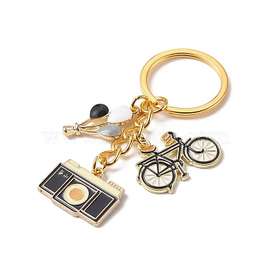 Porte-clés pendentif en émail en alliage de montgolfière/appareil photo/vélo(KEYC-JKC00418)-3