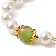 Dyed Natural Peacock Agate & Shell Pearl Round Beaded Stretch Bracelet(BJEW-TA00233)-5
