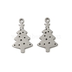 Christmas 201 Stainless Steel Pendants, Laser Cut, Christmas Tree, 18x10x1mm, Hole: 1.4mm(STAS-P428-01A-P)