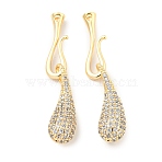 Brass Micro Pave Clear Cubic Zirconia S-Hook Clasps, Cadmium Free & Nickel Free & Lead Free, Teardrop, Real 18K Gold Plated, Hook: 18.5x6x4mm, Inner Diameter: 2.5mm, Teardrop: 22.5x7x6.5mm(KK-L211-008G)