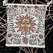 Cloth Tarot Cards Storage Drawstring Bags, Tarot Desk Storage Holder, Sun Pattern, 18x13cm(ZODI-PW0002-07D)