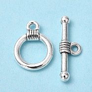 Tibetan Style Alloy Toggle Clasps, Lead Free & Cadmium Free, Ring, Antique Silver, Ring: about 11mm wide, 15mm long, Bar: about 2.5mm wide, 20mm long, hole: 2mm(X-LF0034Y)