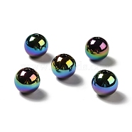 UV Plating Rainbow Iridescent Acrylic Beads, Round, Black, 15~15.5x15.5~16mm, Hole: 2.7mm(PACR-D070-01C)