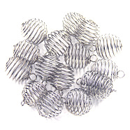 Iron Wire Pendants, Hollow, Round, Platinum, 30x25mm, Hole: 2.5mm(IFIN-TAC0002-09D-P)