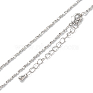 Brass Link Chain Necklaces, Long-Lasting Plated, Real Platinum Plated, 16.54 inch(42cm)(NJEW-K123-10P)