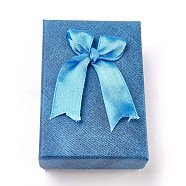Cardboard Jewelry Boxes, with Ribbon Bowknot and Sponge, For Rings, Earrings, Necklaces, Rectangle, Cornflower Blue, 9.3x6.3x3.05cm(CBOX-L004-A02)
