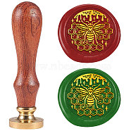 Wax Seal Stamp Set, Sealing Wax Stamp Solid Brass Head with Wood Handle, for Envelopes Invitations, Gift Card, Bees, 83x22mm, Stamps: 25x14.5mm(AJEW-WH0208-1300)