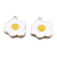 Alloy Pendants, with Enamel, Cadmium Free & Lead Free, Light Gold, Poached Egg, White, 19.5x19x3mm, Hole: 2mm(X-ENAM-S119-068-RS)