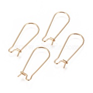 Ion Plating(IP) 304 Stainless Steel Hoop Earrings Findings Kidney Ear Wires, Golden, 25x10x0.7mm, 21 Gauge(STAS-L216-22B-G)