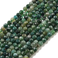 Natural Moss Agate Beads Strands, Faceted, Round, 3mm, Hole: 0.7mm, about 123~130pcs/ strand, 15.7 inch(G-K020-3mm-32)