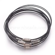 Steel Wire Bracelet Making, with Alloy Clasp, Black, 72mm(TWIR-A001-1)