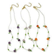 3Pcs 3 Style Natural Carnelian & Amethyst & Glass Beaded Necklaces Set for Women, 18.31 inch(46.5cm), 1Pc/style(NJEW-TA00113)