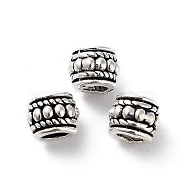 Tibetan Style Alloy Beads, Cadmium Free & Lead Free, Column, Antique Silver, 8x6.5mm, Hole: 4mm(FIND-Q094-37AS)