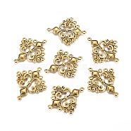 Tibetan Style Alloy Chandelier Component Links, Lead Free and Cadmium Free, Rhombus, Antique Golden, 36x30x2mm, Hole: 1.5mm, about 360pcs/1000g(TIBEP-EA9734YKG-AG-LF)