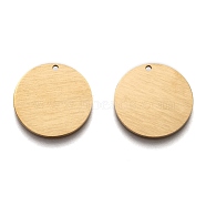 Ion Plating(IP) 304 Stainless Steel Pendants, Stamping Blank Tag, Laser Cut, Double Side Drawbench Effect, Flat Round, Golden, 18x1mm, Hole: 1.2mm(STAS-O133-06D-G)