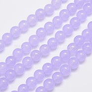 Natural & Dyed Malaysia Jade Bead Strands, Round, Lilac, 8mm, Hole: 1.0mm, about 48pcs/strand, 15 inch(G-A146-8mm-A18)